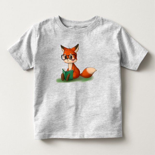 Cute Little Graphic Art Storybook Fox Animal Art T Shirt (Framsida)