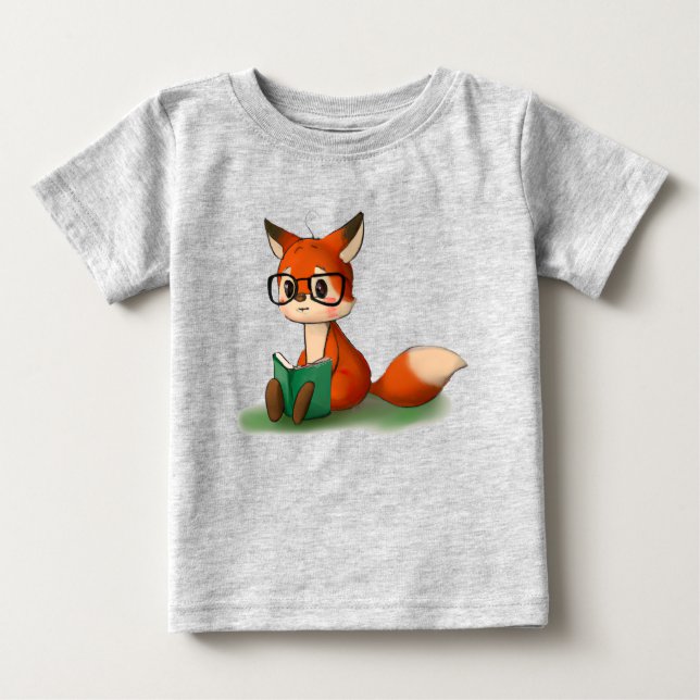 Cute Little Graphic Art Storybook Fox Animal Art T Shirt (Framsida)