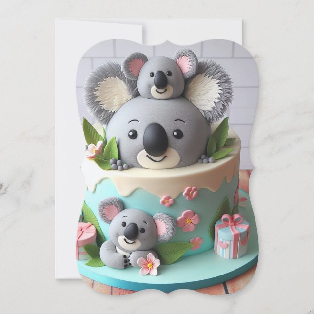 CUTE LITTLE GRÅTT KOALA LAGRAR CAKE (Framsida)