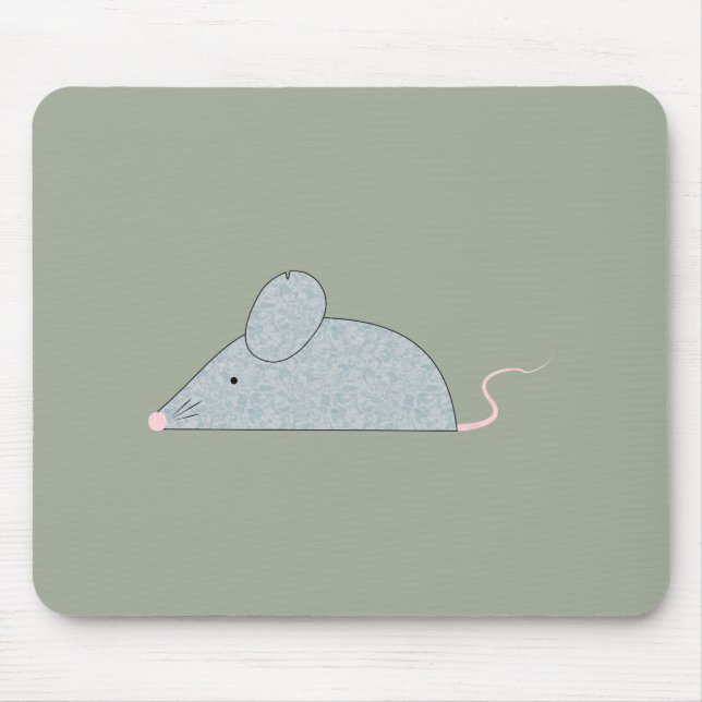Cute Little Grått Mouse med rosa svan och näsa Musmatta (Framsidan)
