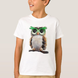 Cute Little Grönt och Tan Uggla T Shirt