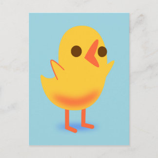 Cute Little Gult Baby Chicken på Blue Vykort