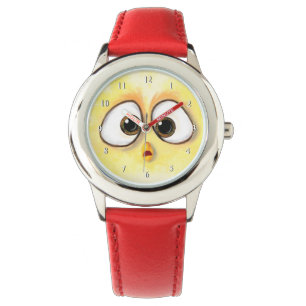 Cute Little Gult Chicken Surprisad Big Ögon Rolig Armbandsur