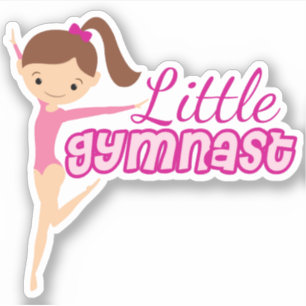 Cute Little Gymnast Brunette Kids Gymnastics Girl Klistermärken