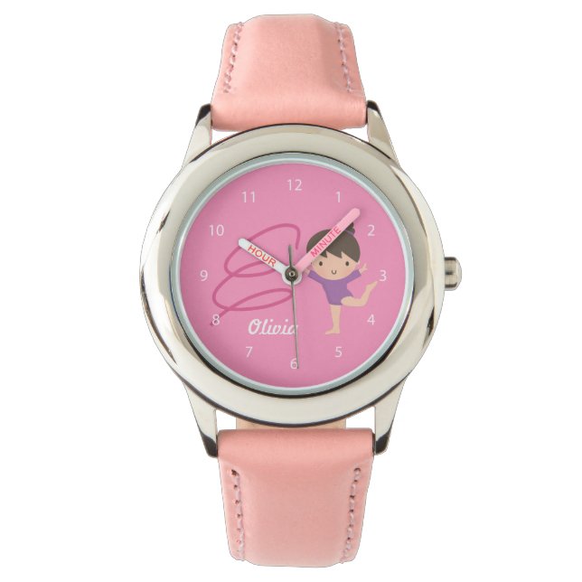 Cute Little Gymnast Girl and Ribbon Gymnastics Armbandsur (Framsida)