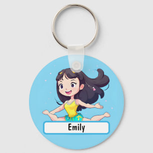 Cute Little Gymnast Keychain with Anpassningsbar N Nyckelring