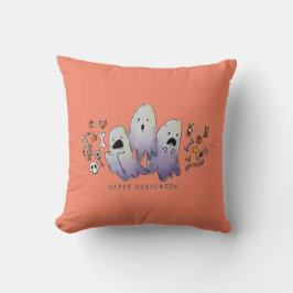 Cute Little Halloween Witch och Kattunge Kudde