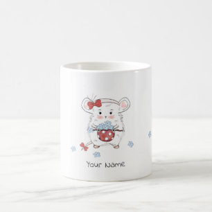 Cute Little Hamster Blommigt Anpassningsbar Kaffemugg