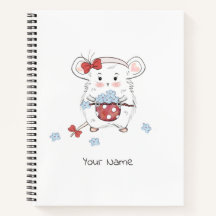 Cute Little Hamster Blommigt Girly Notebook