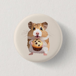 Cute Little Hamster Holding A Muffin Knapp