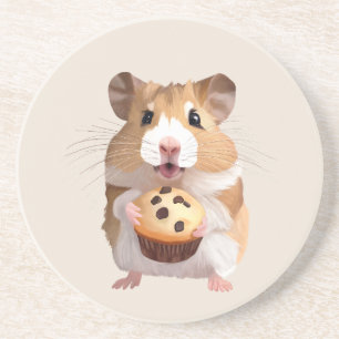 Cute Little Hamster Holding A Muffin Underlägg