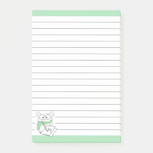Cute Little Hamster Monogram Grönt Post-it Block (Framsida)