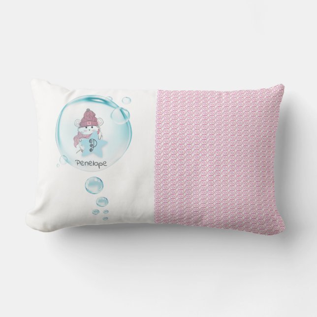 Cute Little Hamster Monogram Namn Lumbar Pillow Lumbarkudde (Framsida)