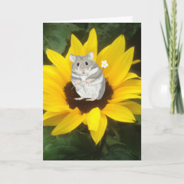 Cute Little Hamster Sitta i Gult Solros Kort