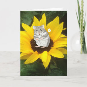 Cute Little Hamster Sitta i Gult Solros Kort
