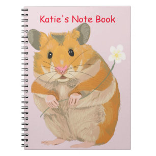 Cute Little Hamster som har en blomma Anteckningsbok Med Spiral