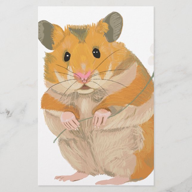 Cute Little Hamster som har en blomma Brevpapper (Framsida)