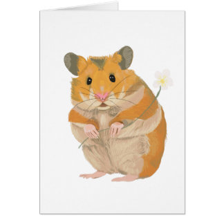 Cute Little Hamster som har en blomma Hälsningskort