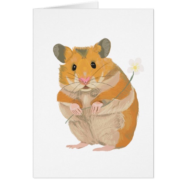 Cute Little Hamster som har en blomma Hälsningskort (Framsidan)
