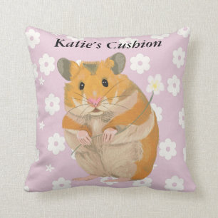 Cute Little Hamster som har en blomma Kudde