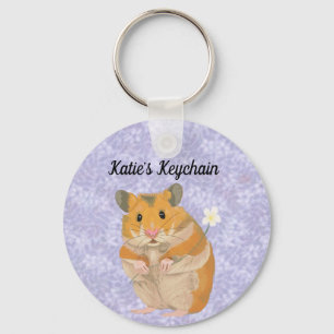 Cute Little Hamster som har en blomma Nyckelring