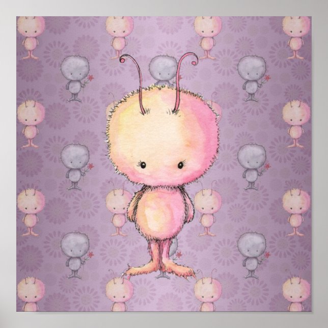 Cute Little Hårig Monster Poster (Framsidan)