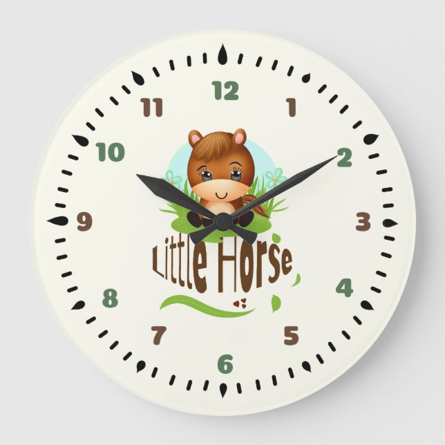 Cute Little Hästhäst Stor Klocka (Framsida)