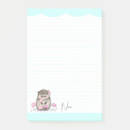 Cute Little Hedgehog Anpassningsbar Blue Post-it Block
