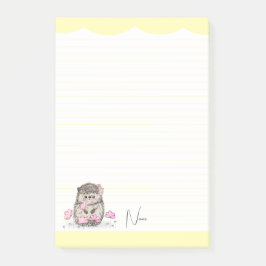 Cute Little Hedgehog Anpassningsbar Gult Post-it Block