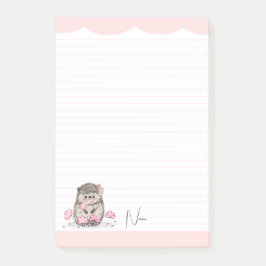 Cute Little Hedgehog Anpassningsbar Rosa Post-it Block