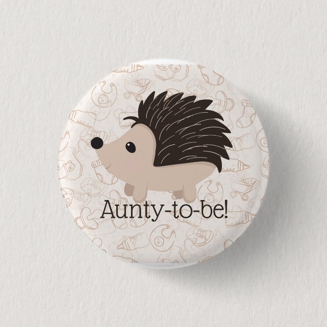 Cute Little Hedgehog Aunty som babystövel Knapp (Framsida)