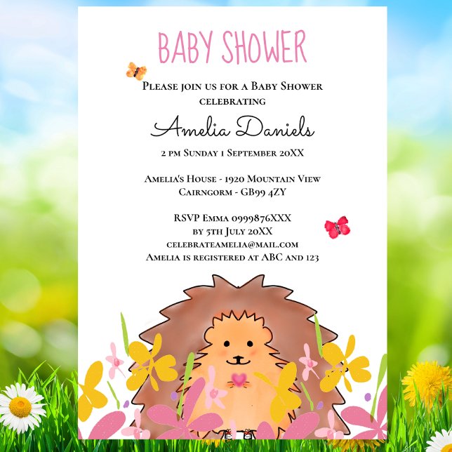 Cute Little Hedgehog Baby Shower Inbjudningar (Skapare uppladdad)