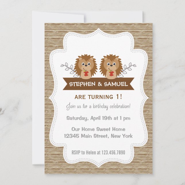 Cute Little Hedgehog Birthday Investigation Woodla Inbjudningar (Framsida)