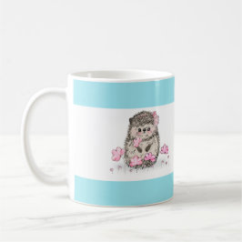 Cute Little Hedgehog Blue White Kaffemugg
