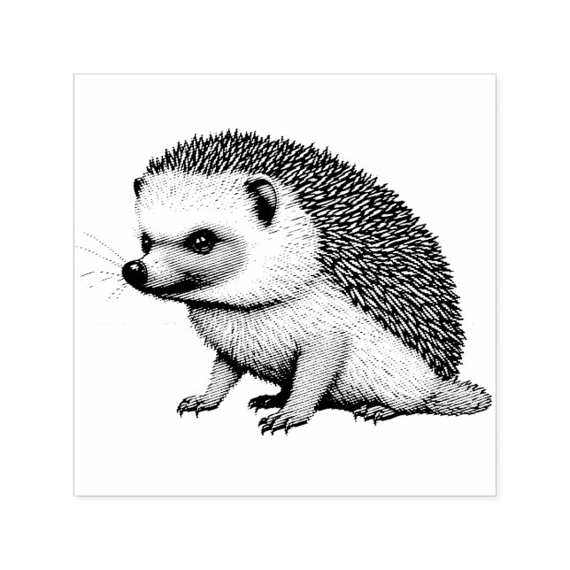 Cute Little Hedgehog Porträtt Självfärgande Stämpel (Design)