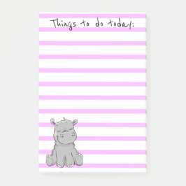 Cute Little Hippo List Post-it Block