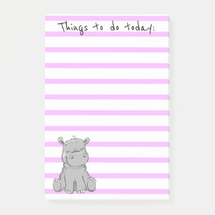 Cute Little Hippo List Post-it Block