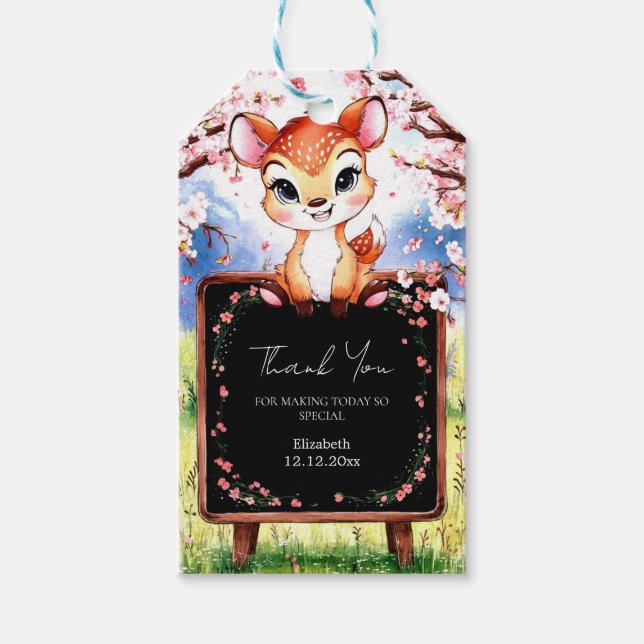 Cute Little Hjort Baby Shower Presentetikett (Framsidan)