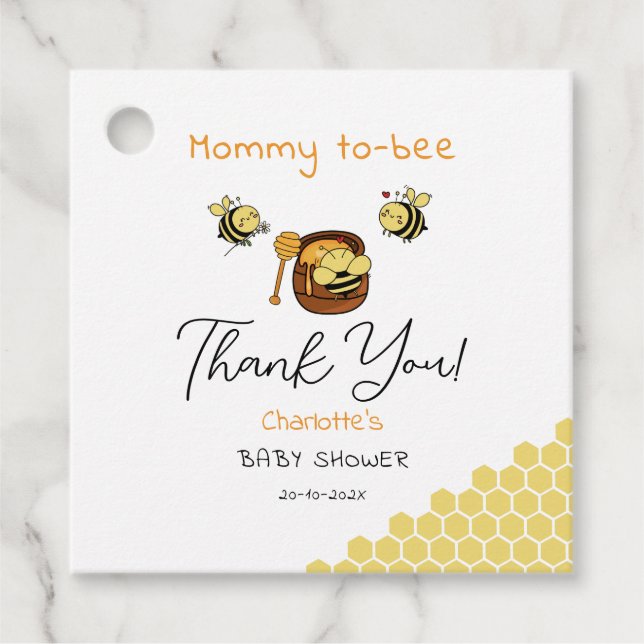 Cute Little Honeybees med Sweet Baby Shower Gåvor Etiketter (Framsida)