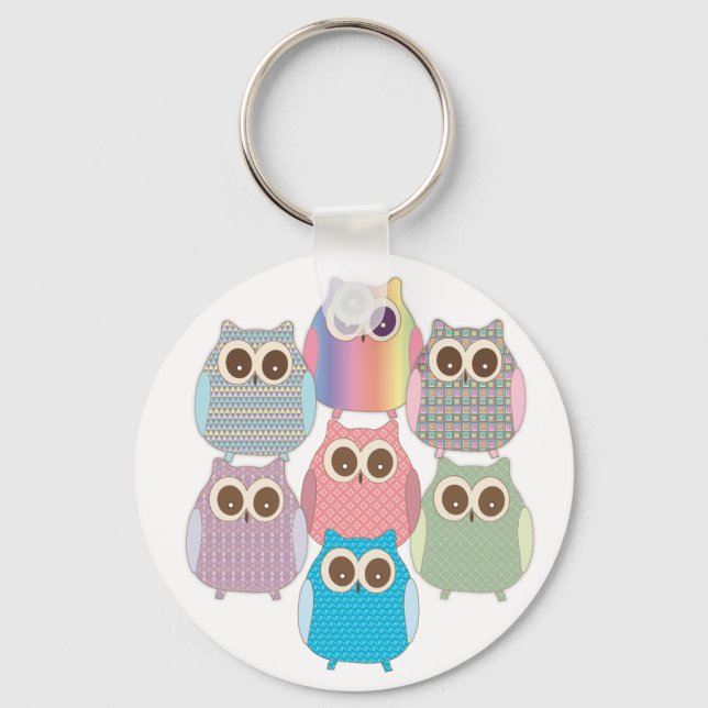 Cute Little Hoot Uggla, tilldelat Färg Nyckelring (Framsida)