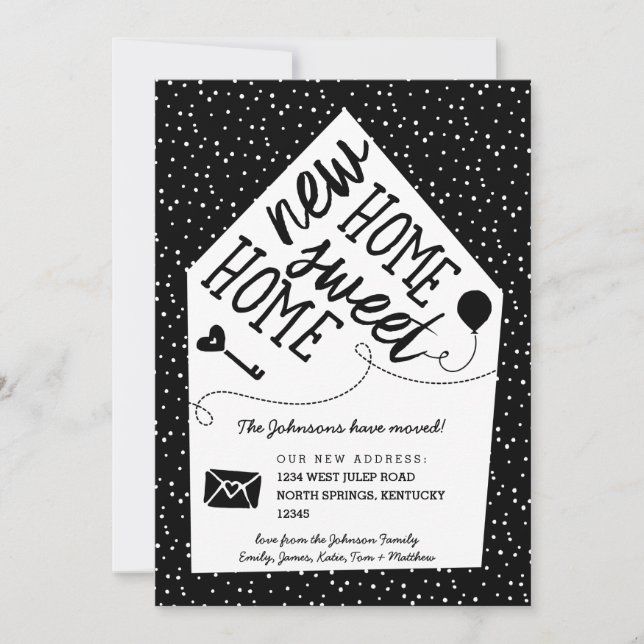 Cute Little House Flytta Announcards Meddelande (Framsida)