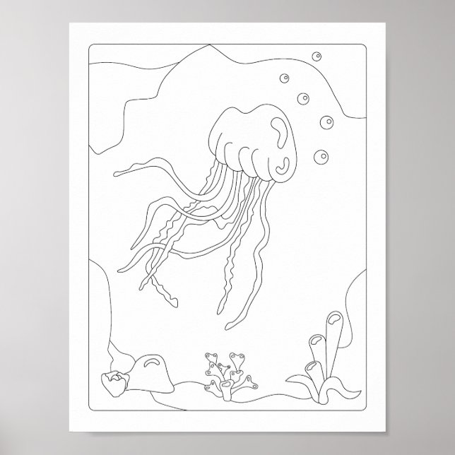 Cute Little Jellyfish Antistress Coloring bok Po Poster (Framsidan)