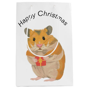 Cute Little jul Hamster som håller en present