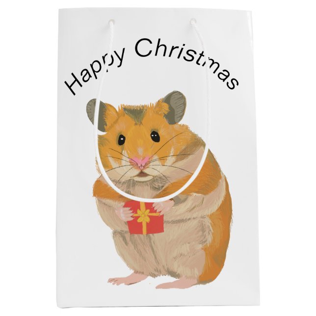 Cute Little jul Hamster som håller en present (Framsidan)