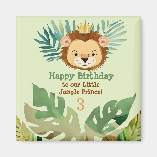 Cute Little Jungle Lejon Birthday Magnet (Framsidan)