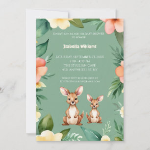 Cute Little Kangaroos Baby Shower Inbjudningar