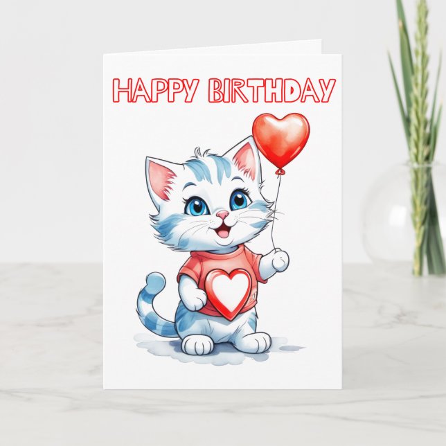 Cute Little Kattunge Grattis på födelsedagen Kort (Framsida)