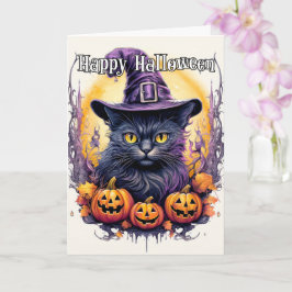 Cute Little Kattunge Witch | Halloween Kort