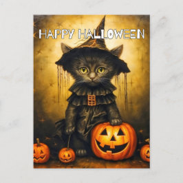 Cute Little Kattunge Witch | HAPPY HALLOWEEN Vykort