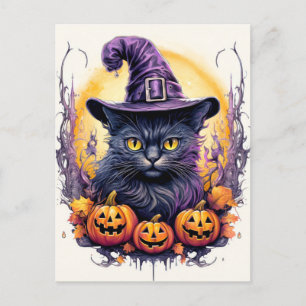 Cute Little Kattunge Witch Vykort